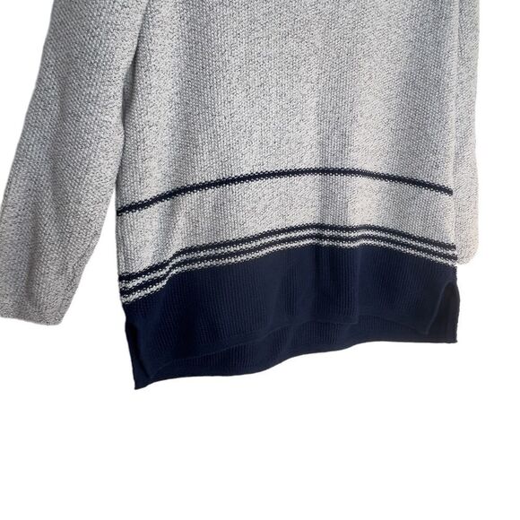 J. Jill Gray & Navy Striped Soft Oversized Cowl Neck Tunic Sweater Sz S - Picture 4 of 15